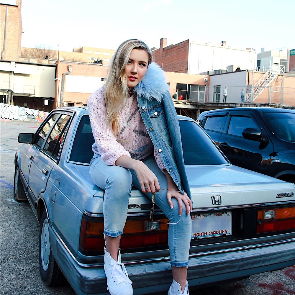 Marc NY Denim Jacket w/ Removable Faux Fur Collar
